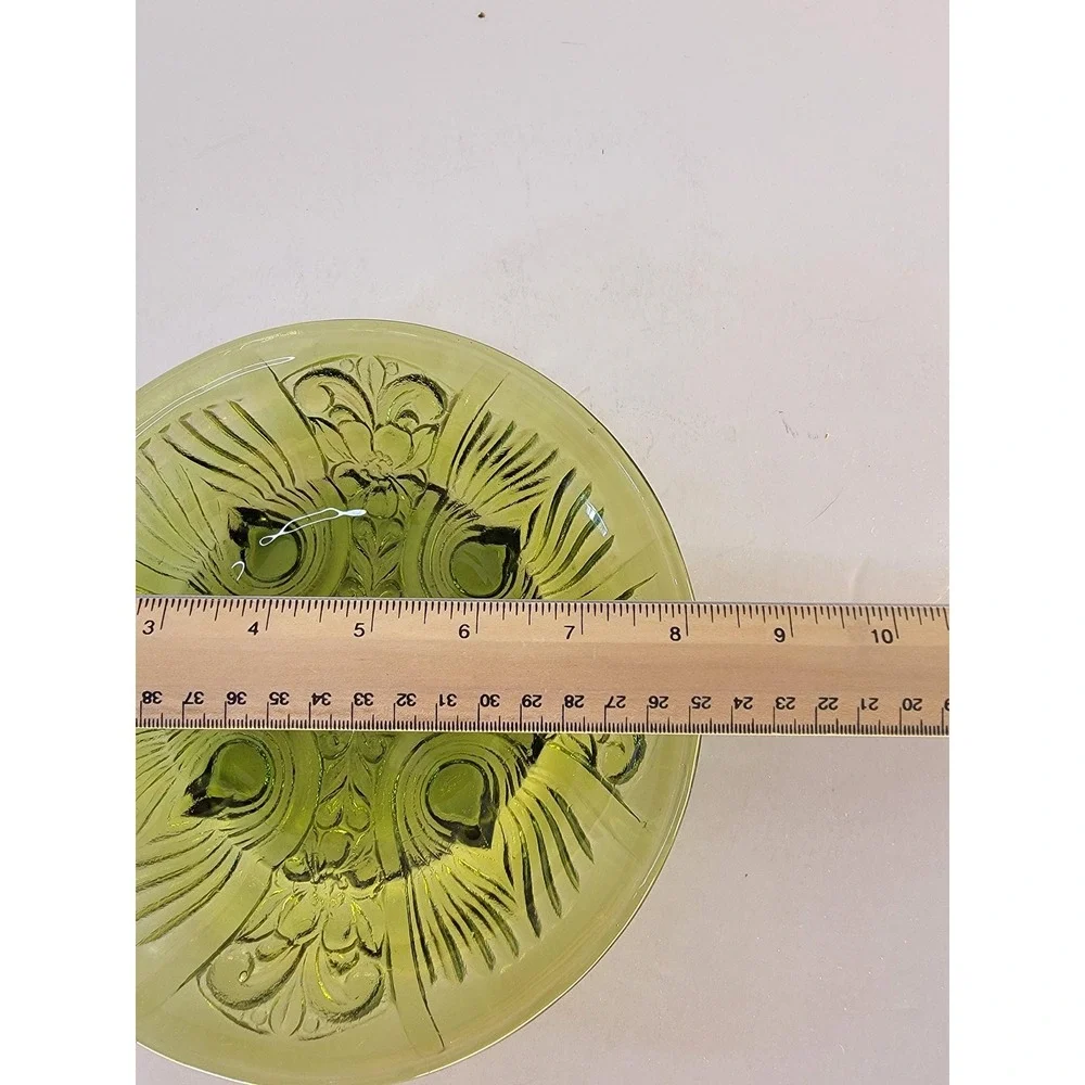 Vintage Indiana Glass Killarney Avocado Green Divided Relish Dish